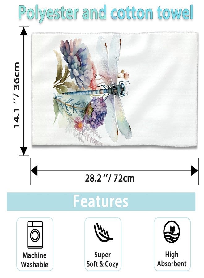 CXULIN 2 Pack Hand Bath Towel,Watercolor Dragonfly Fingertip Towel Bathtub Decorative Bath Towel Bathroom Kitchen Towel Set Highly Absorbent SPA Gym Towels 14x28 Inch - Image 2